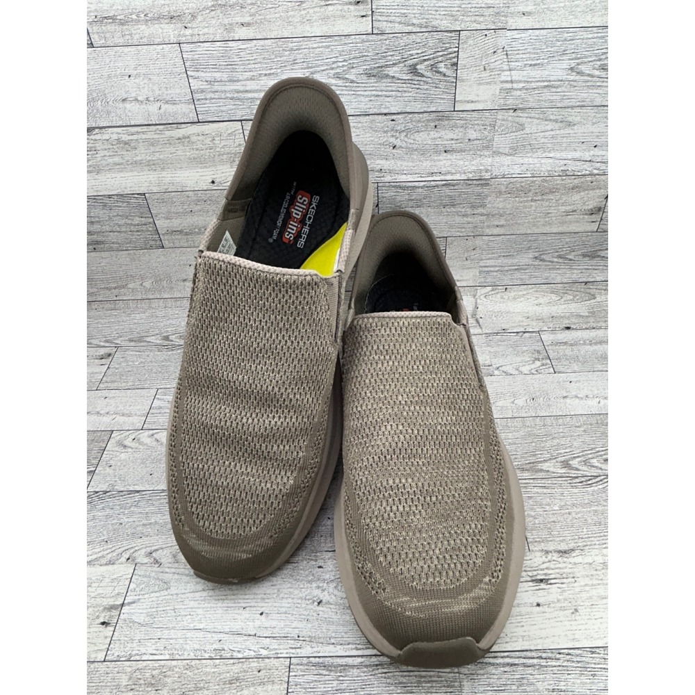 Skechers Mens Slip-ins Hands Free Taupe Sneakers 210546 Size 12 Goga Mat Arch